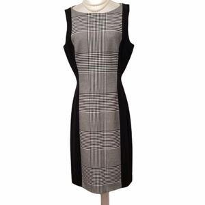 H&M Sheath Dress with Black and White Houndstooth Pattern Size 12